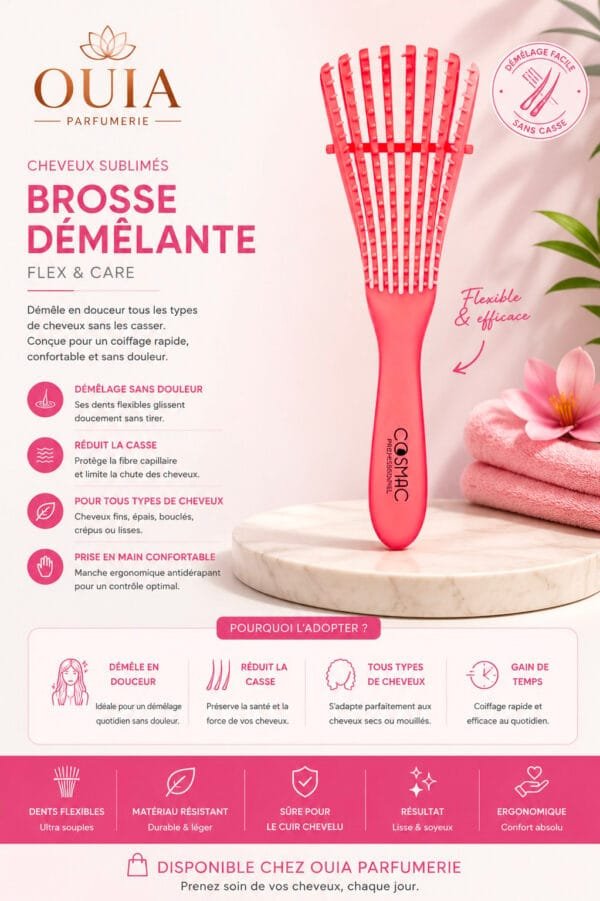 Brosse Démêlante Professionnelle Cosmac – Tête Aérée pour Cheveux Bouclés et Crépus