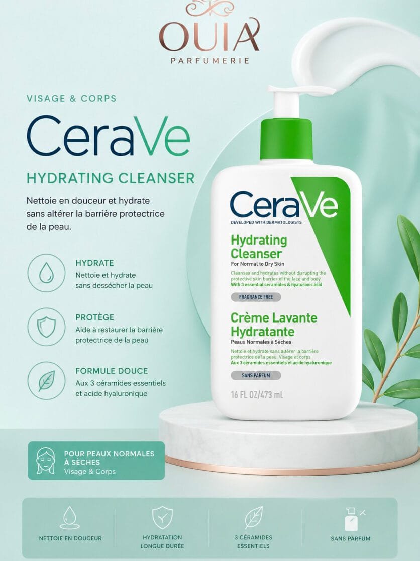 CeraVe Crème Lavante Hydratante 473 ml – Nettoyant Doux pour Peaux Normales à Sèches