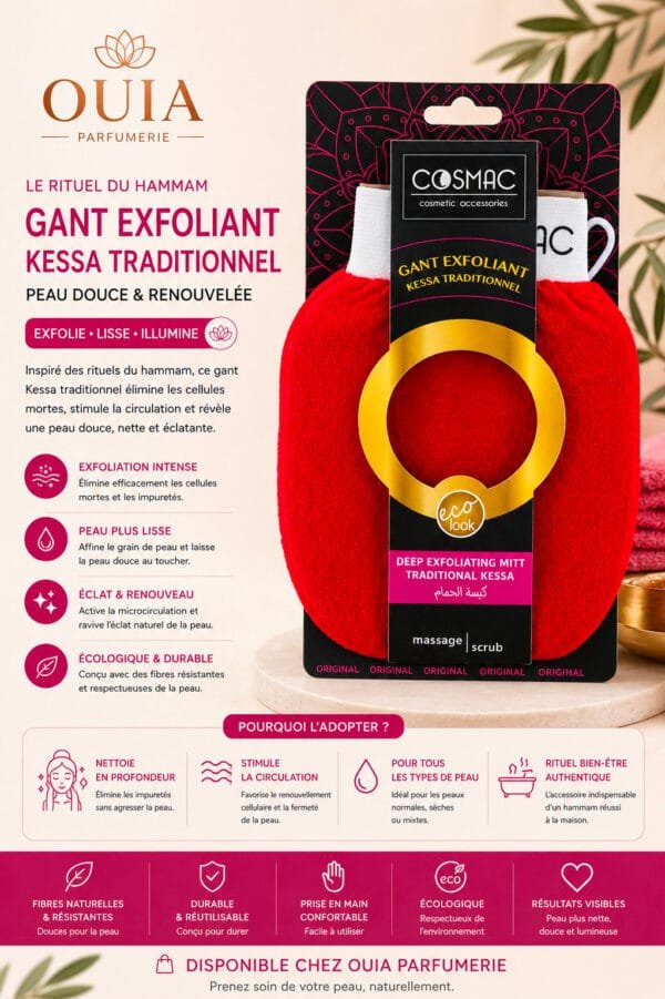 Gant Kessa Cosmac – Gant Exfoliant Traditionnel pour Hammam et Soin du Corps