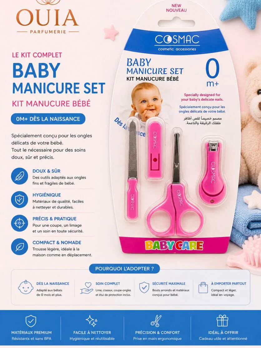 Kit Manucure Bébé Cosmac – Ensemble de Soins des Ongles pour Bébé et Nouveau-Né