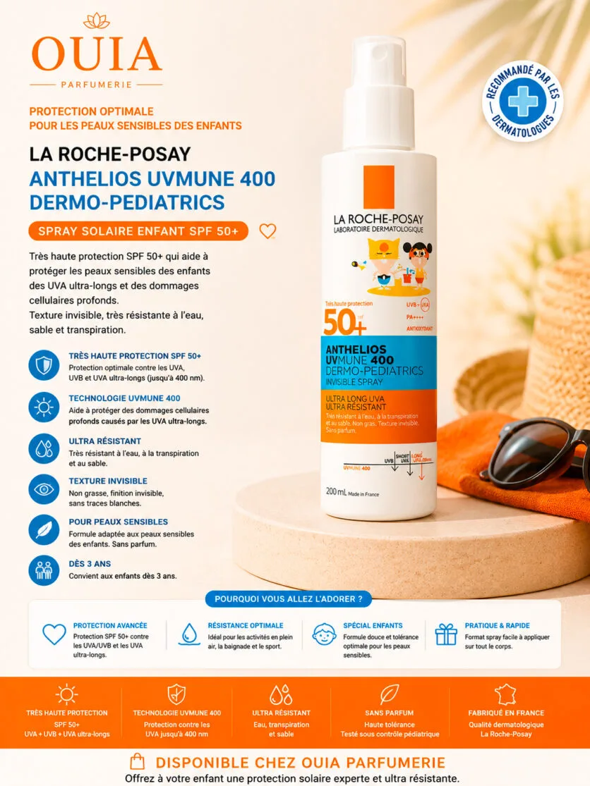 La Roche-Posay Anthelios UVMune 400 Dermo-Pediatrics Spray SPF 50+ 200 ml – Très Haute Protection Solaire Enfants