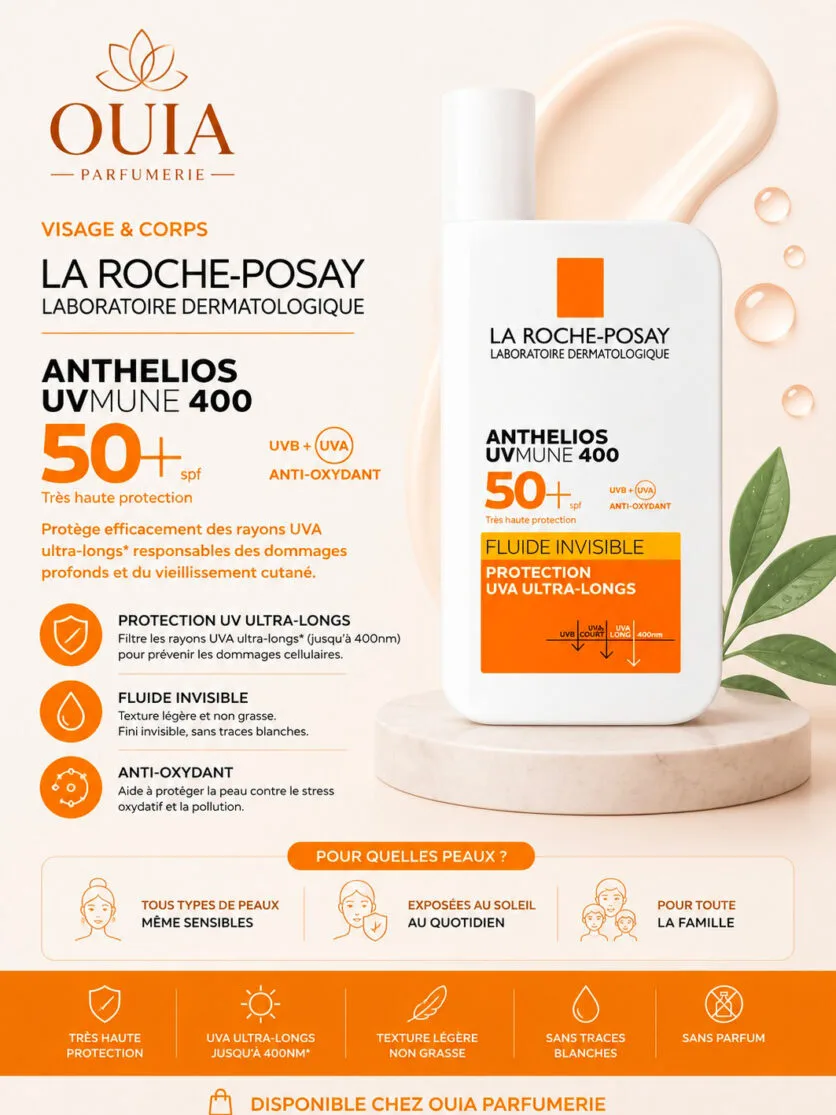 La Roche-Posay Anthelios UVMune 400 Fluide Invisible SPF 50+ – Très Haute Protection Solaire