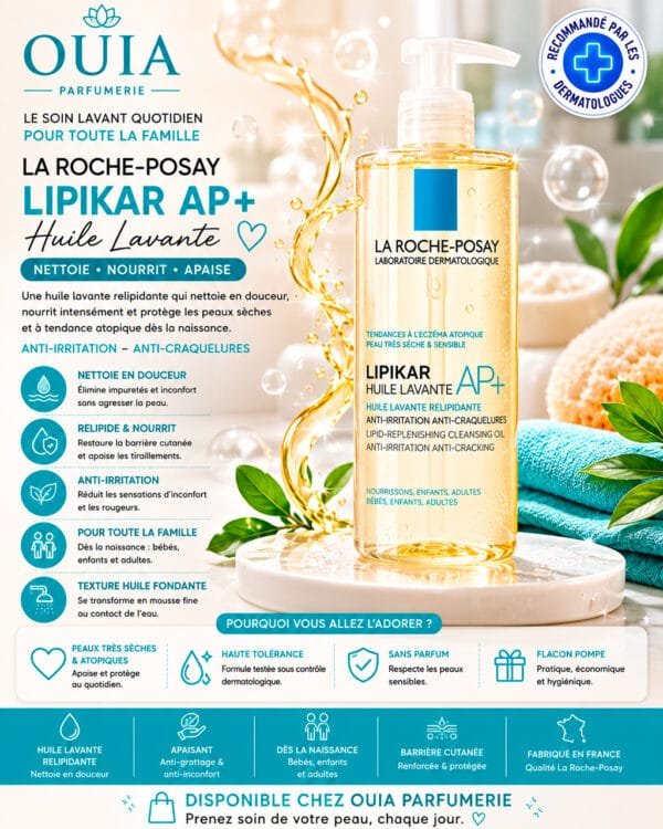 La Roche-Posay Lipikar Huile Lavante AP+ 400 ml – Huile Nettoyante Relipidante pour Peaux Sèches à Très Sèches