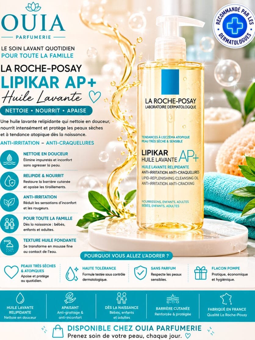 La Roche-Posay Lipikar Huile Lavante AP+ 400 ml – Huile Nettoyante Relipidante pour Peaux Sèches à Très Sèches
