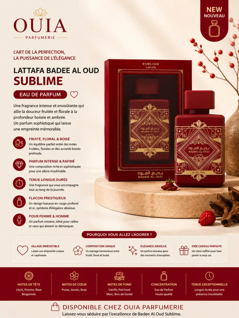 Lattafa Badee Al Oud Sublime Eau de Parfum – Parfum Fruité, Floral et Boisé 100 ml