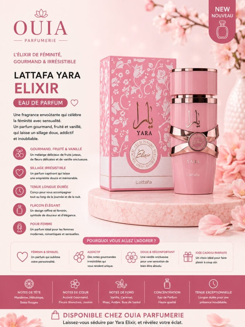 Lattafa Yara Elixir Eau de Parfum Femme – Parfum Gourmand, Fruité et Vanillé 100 ml