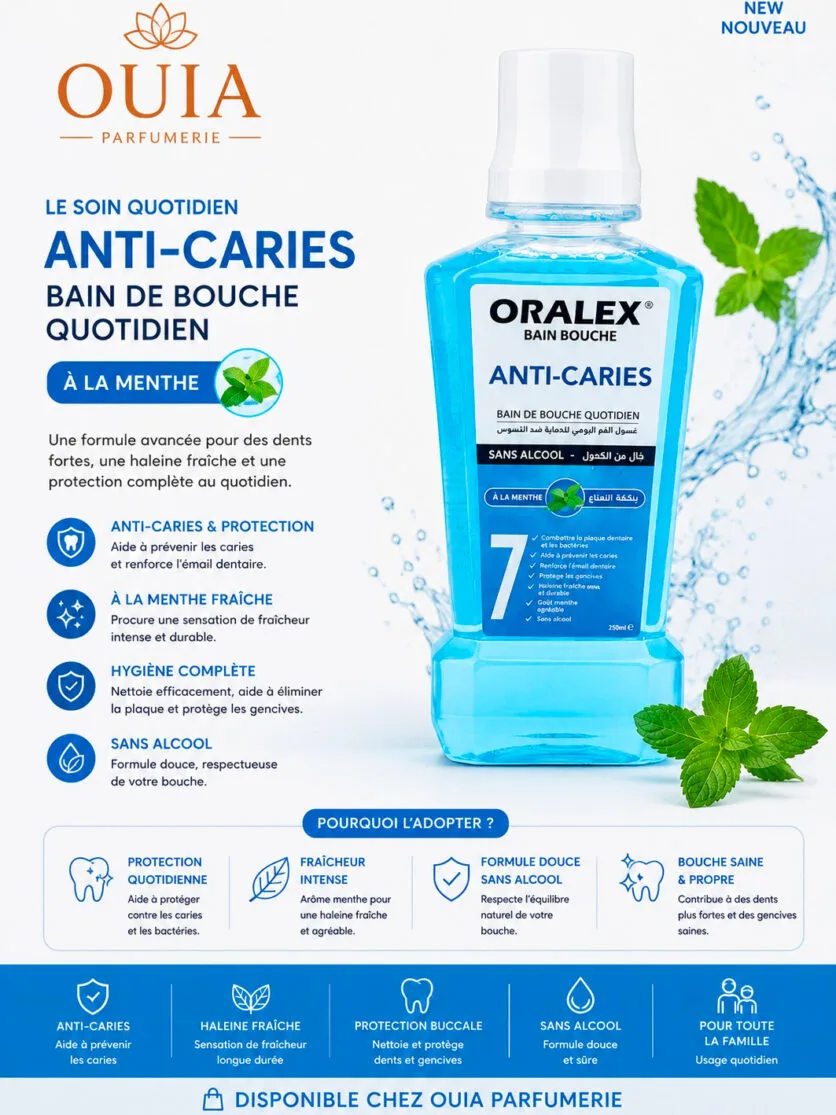 ORALEX Bain de Bouche 250 ml – Soin Gencive & Anti-Caries | Fleur de Cerisier ou Menthe Sans Alcool