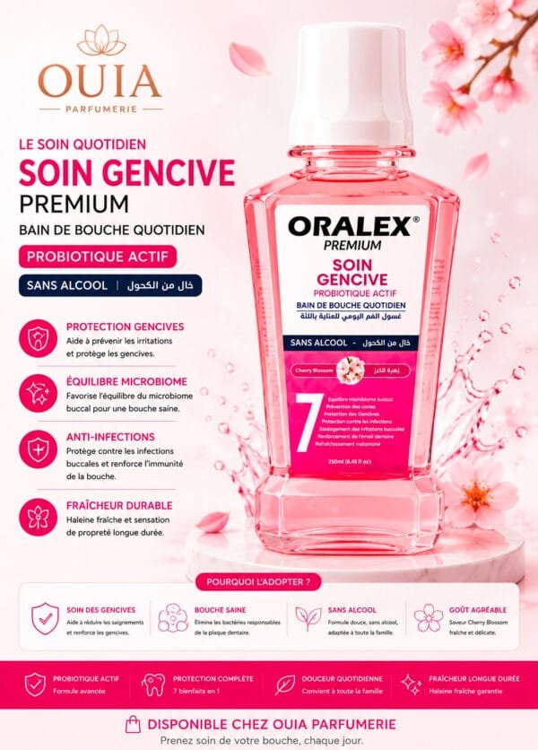 ORALEX Bain de Bouche 250 ml – Soin Gencive & Anti-Caries | Fleur de Cerisier ou Menthe Sans Alcool