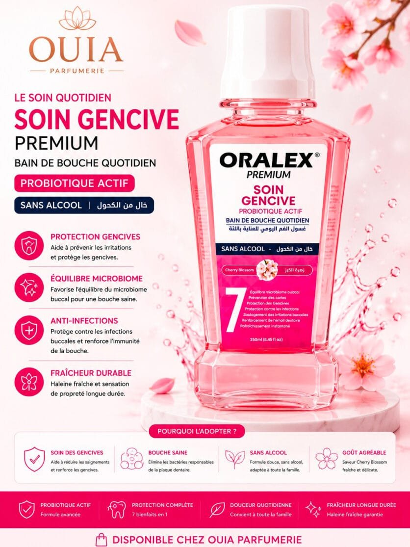 ORALEX Bain de Bouche 250 ml – Soin Gencive & Anti-Caries | Fleur de Cerisier ou Menthe Sans Alcool