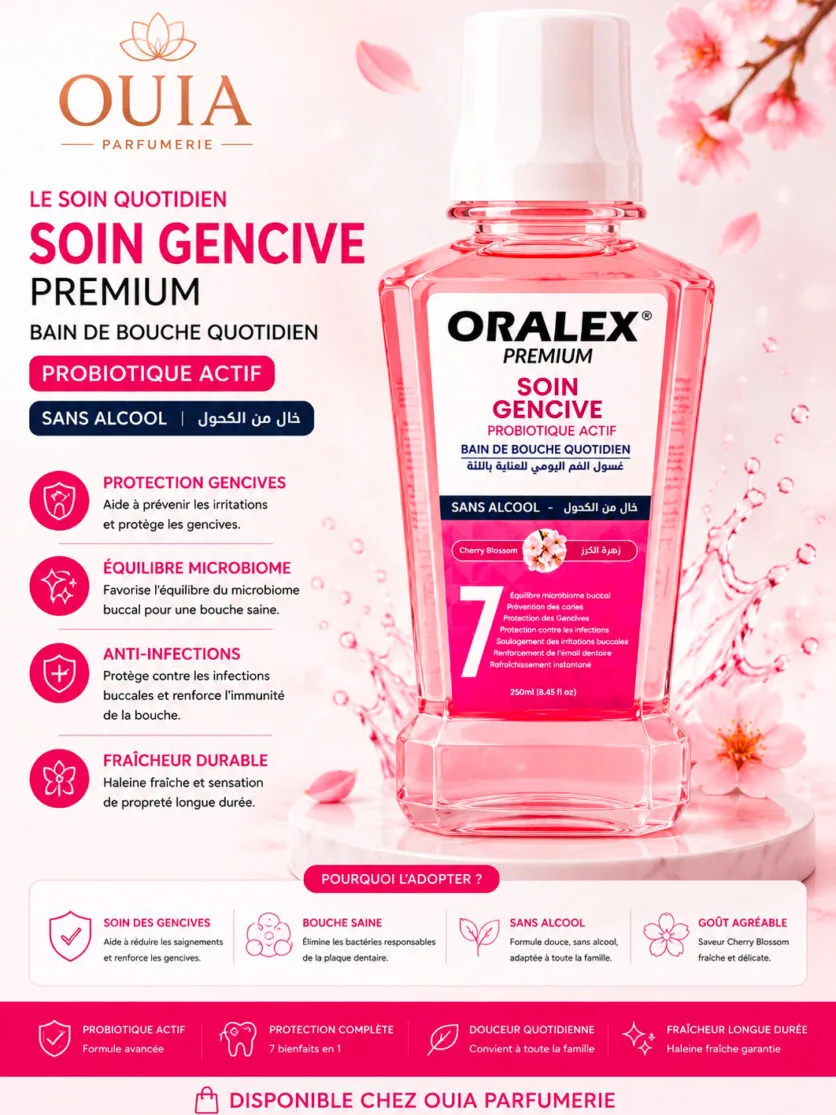 ORALEX Bain de Bouche 250 ml – Soin Gencive & Anti-Caries | Fleur de Cerisier ou Menthe Sans Alcool