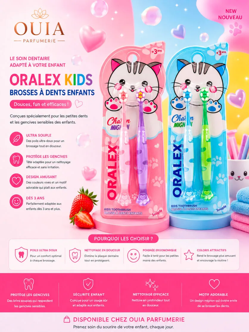 ORALEX Kids Brosse à Dents Enfants Chaton – Lot de 2 Brosses Souples dès 3 Ans