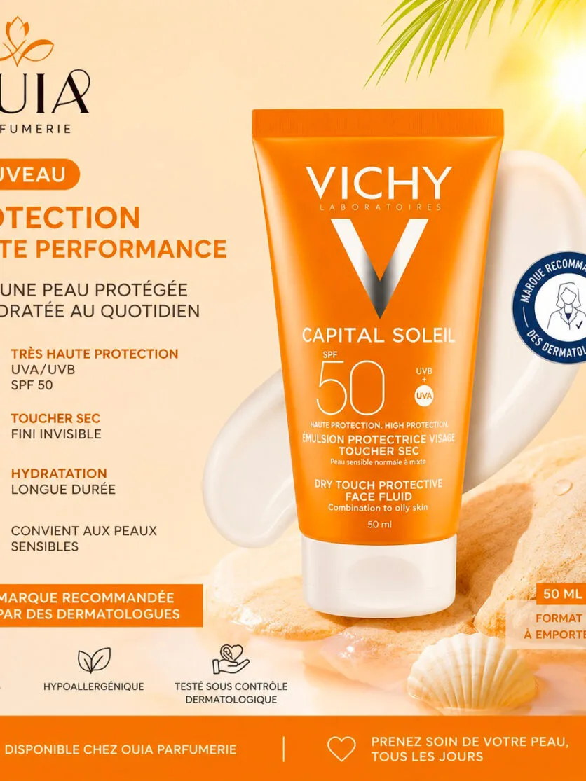 Vichy Capital Soleil Crème Onctueuse SPF 50+ – Haute Protection Solaire pour Peaux Sèches et Sensibles
